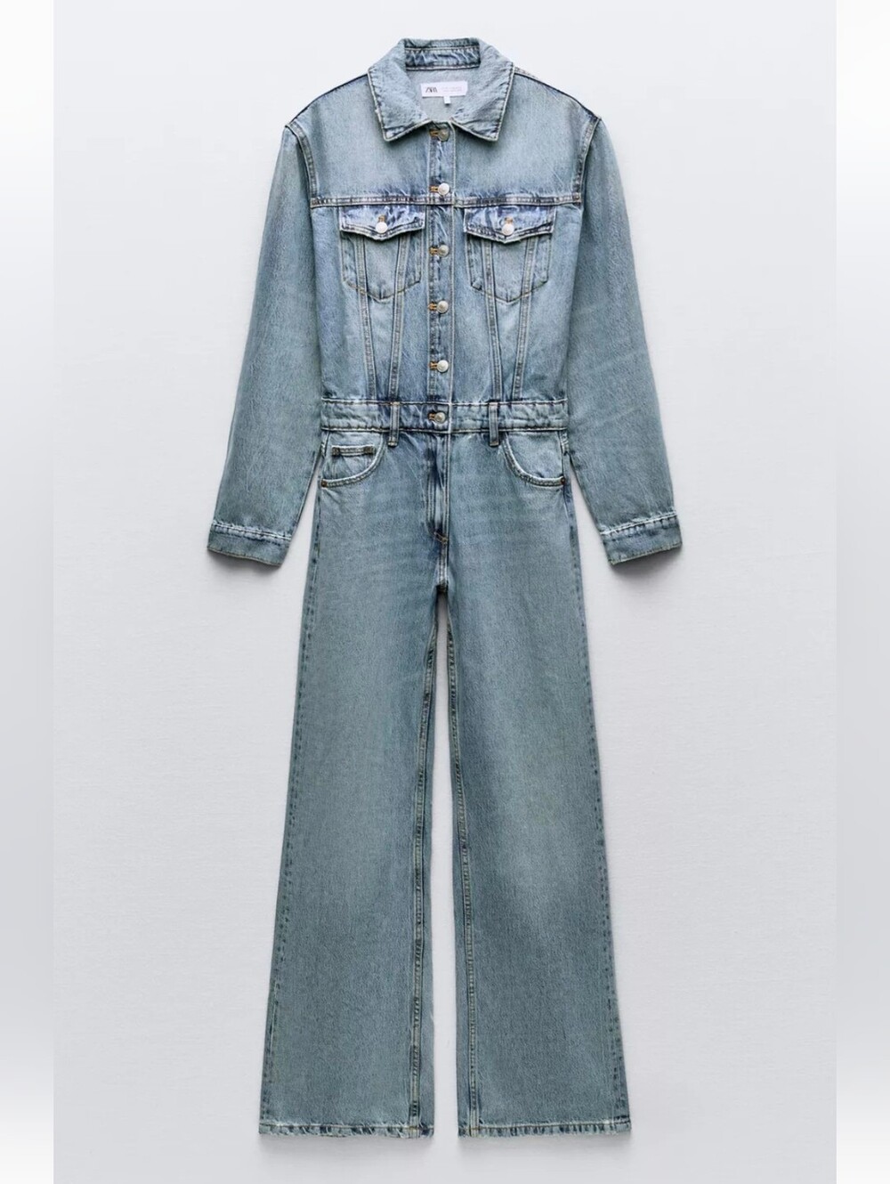 Zara Light Blue Denim Jumpsuit